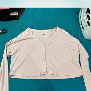 SO Women's Light Pink Button-Up Blouse